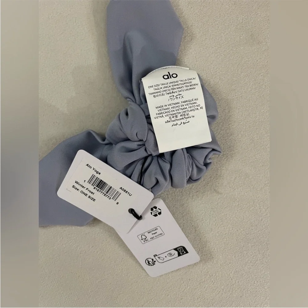 Alo Yoga Winter Frost Airlift Rhythm Hair Bow Scrunchie NWT